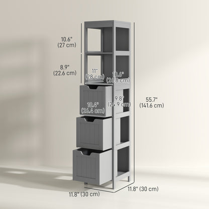 Meuble de salle de bain étroit autoportant à tiroirs