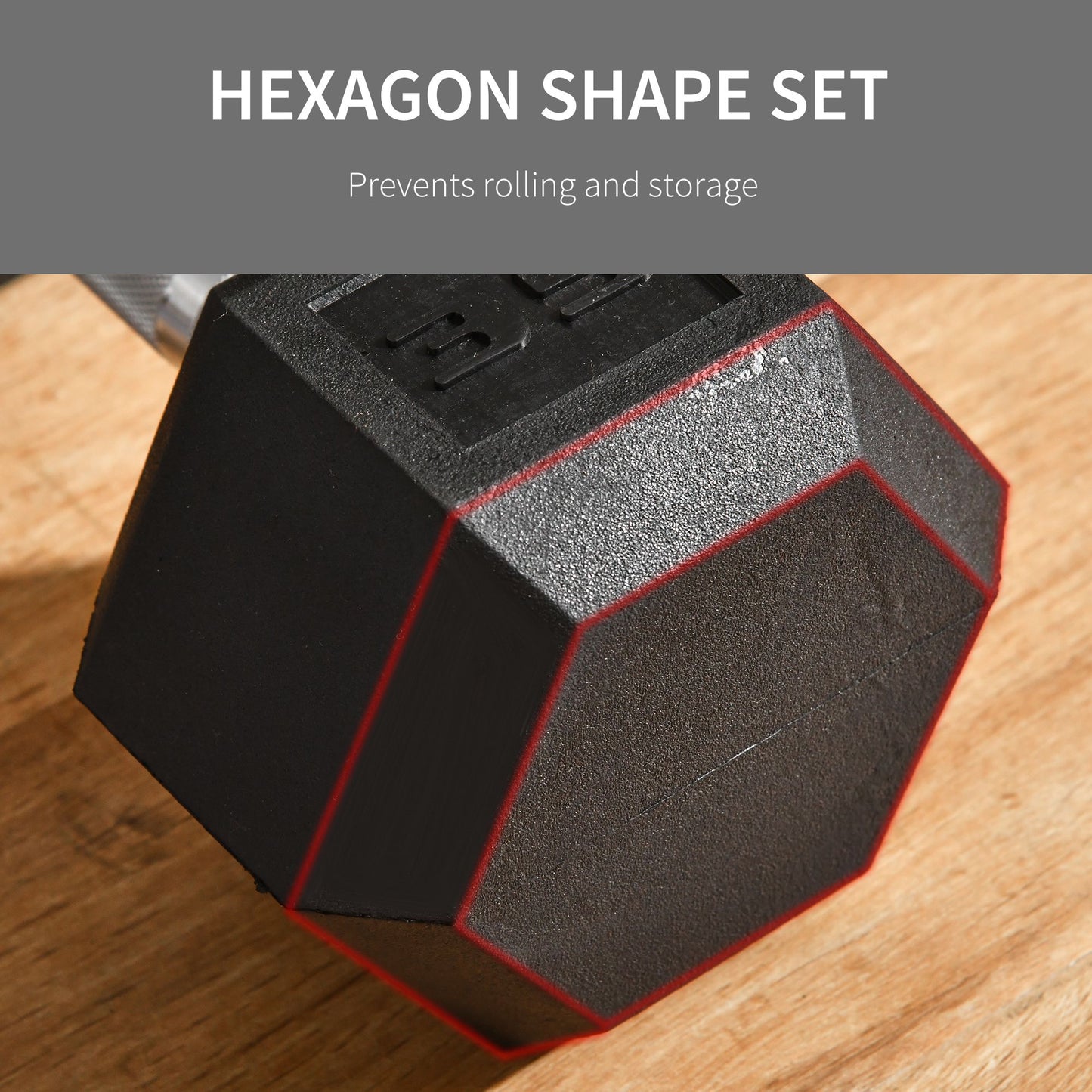 Haltère hexagonal en caoutchouc 35 lb