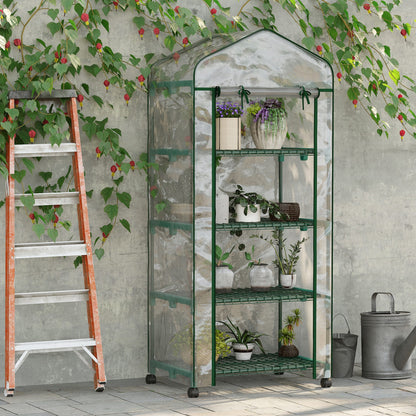 Serre portable 4 étages avec roues — transparent
