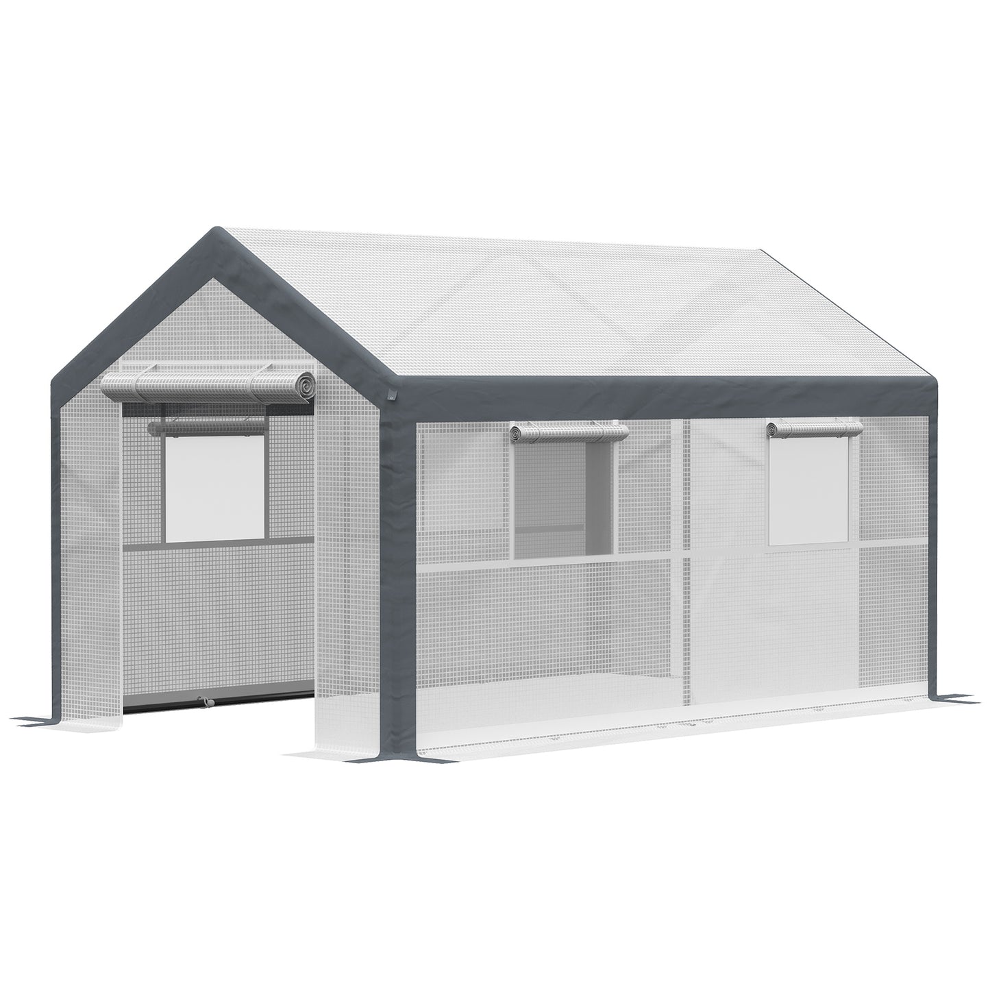  2.1 x 3.7 x 2.1m Wind-Resistant Greenhouse with Ventilation