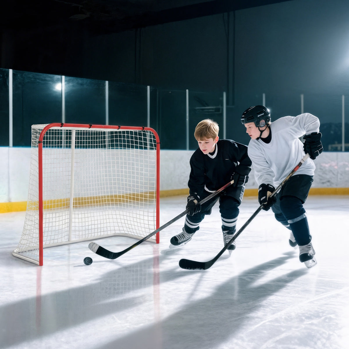 Filet de hockey d'entraînement extérieur en acier 176,5 x 68 x 122,5 cm