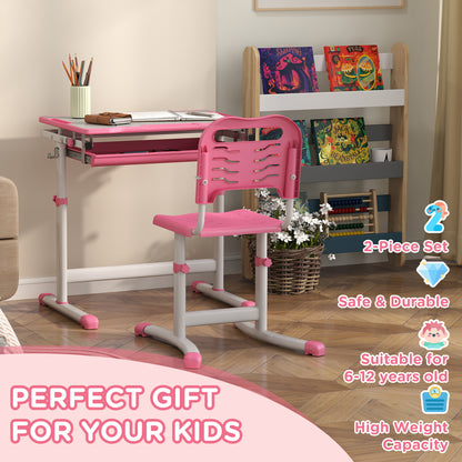 Bureau d'étude ajustable avec chaise et tiroir enfant