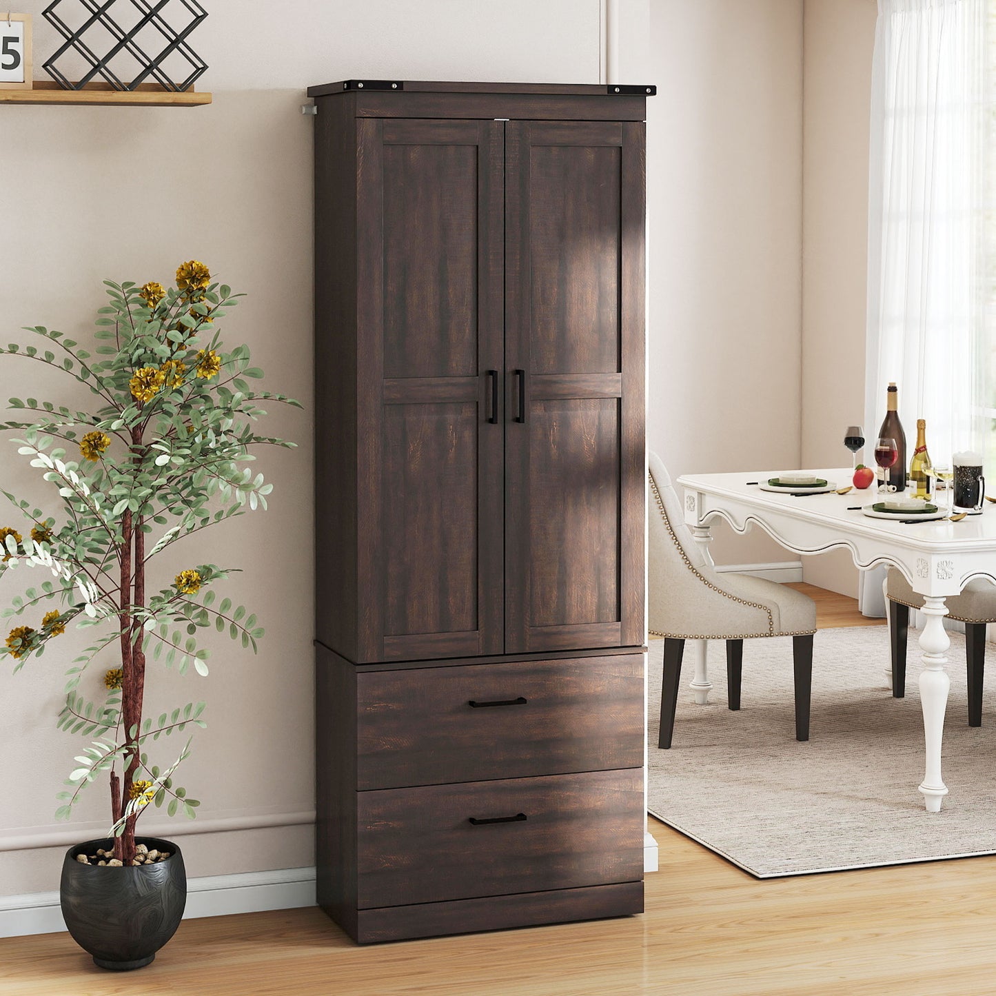 Armoire de cuisine haute 4 niveaux avec tiroirs
