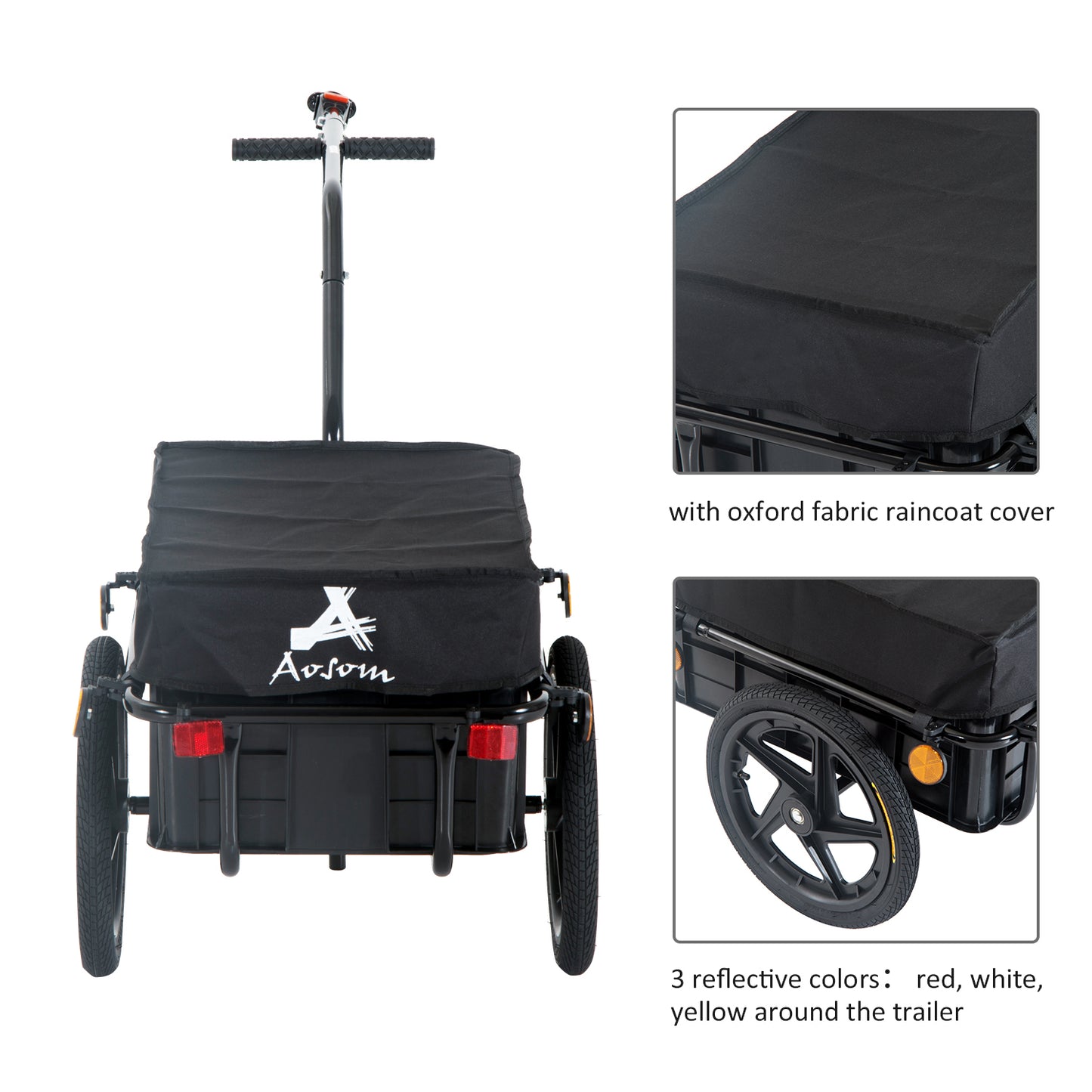 Remorque cargo vélo roues gonflables grande capacité
