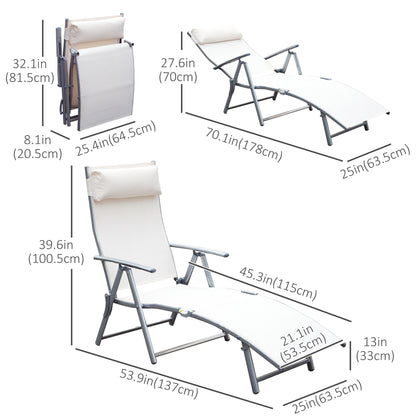 Chaise longue pliante réglable en acier — 7 positions