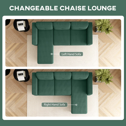 Sofa sectionnel en velours côtelé avec chaise longue réversible