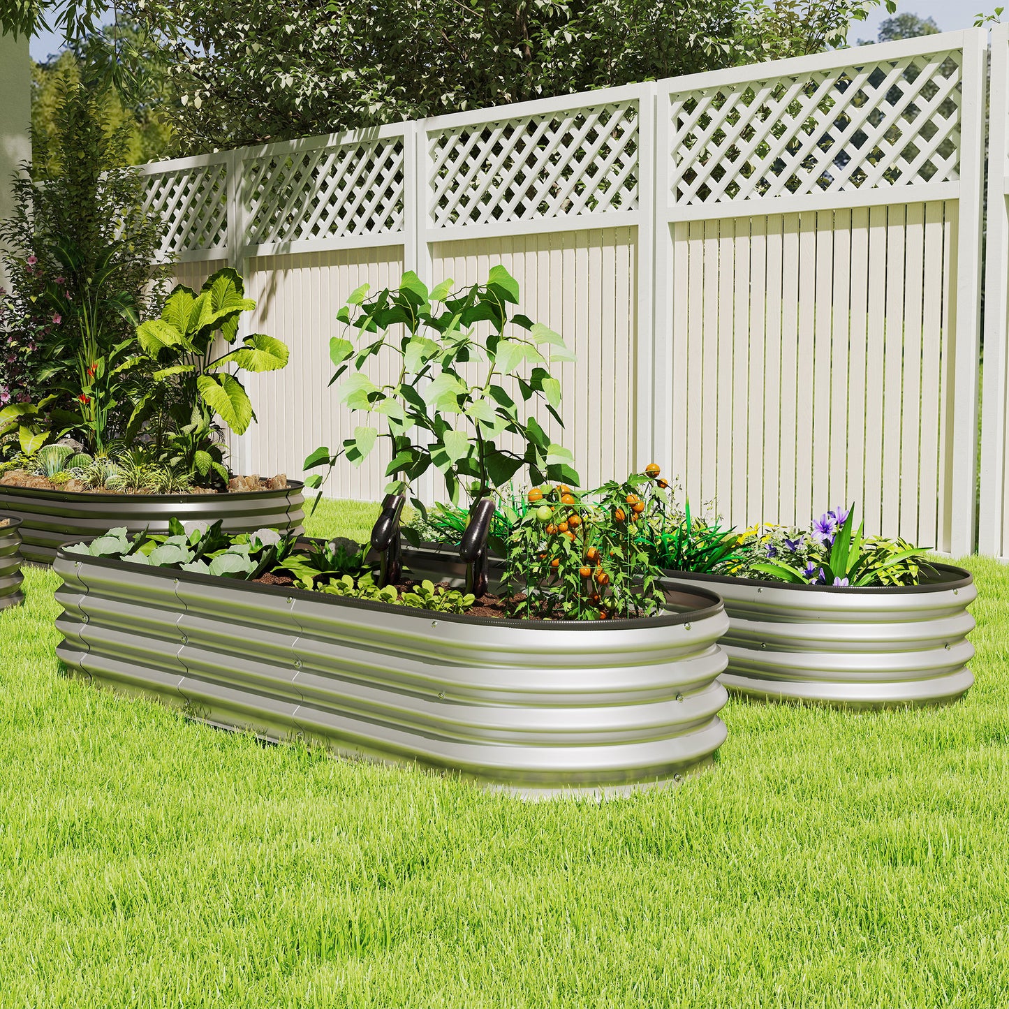 Bacs de jardinage surélevés galvanisés modulaires 182 x 71 cm