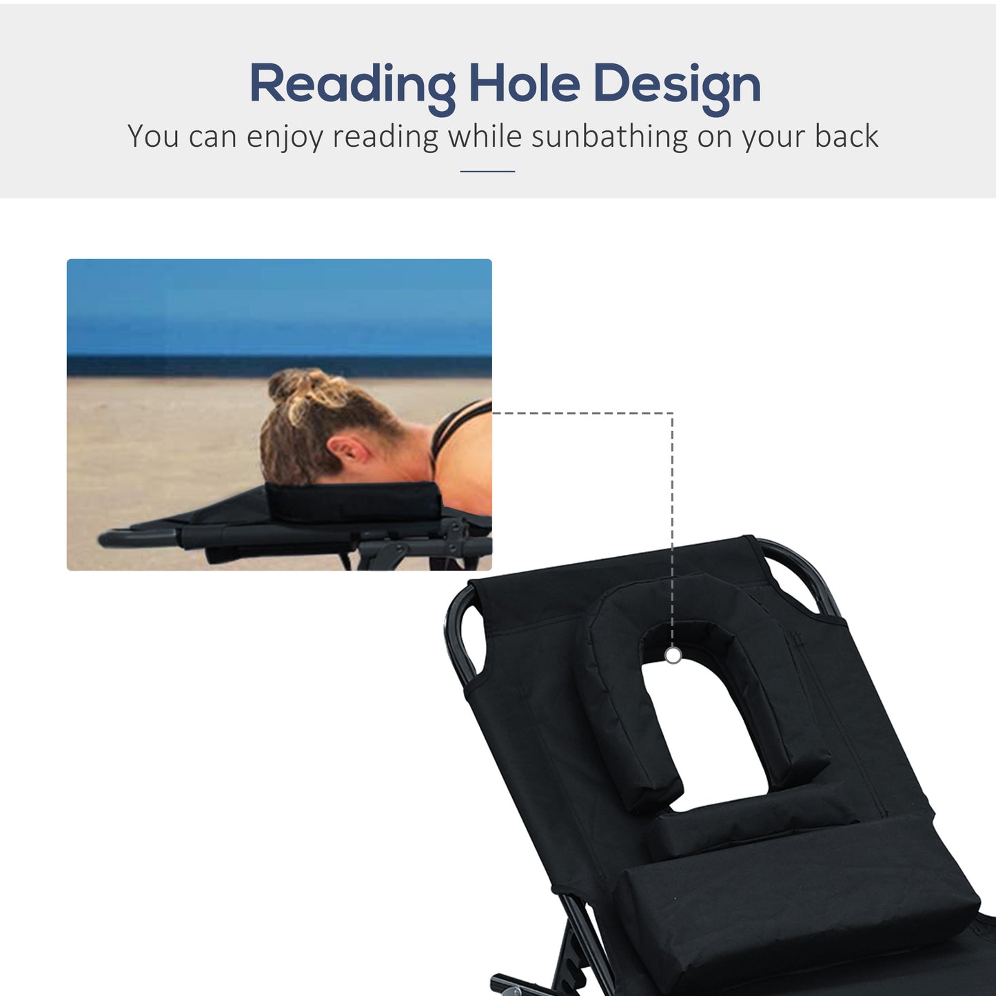 Chaise longue pliable avec trou visage 3 positions