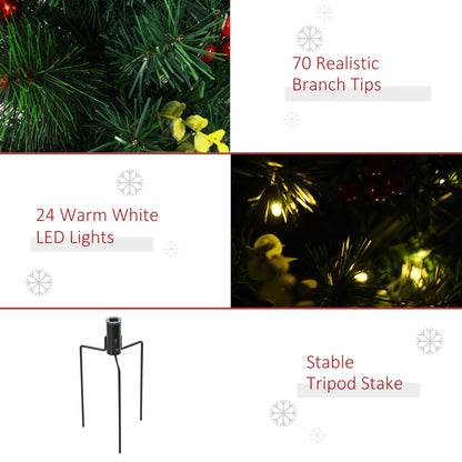 Sapin de Noël artificiel pré-éclairé 76 cm — lot de 2