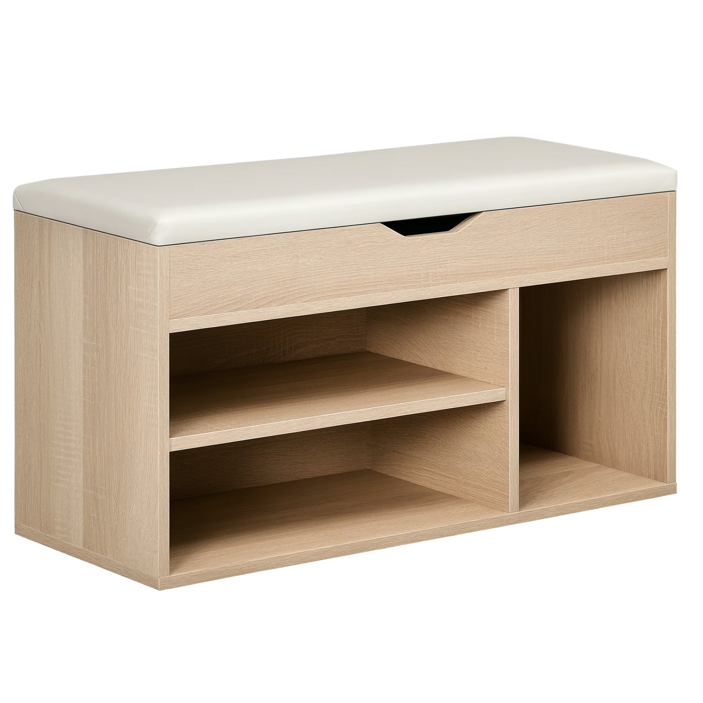 Banc à chaussures avec coussin et rangement caché