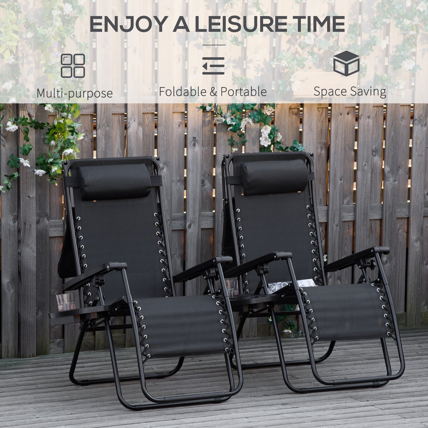 Chaise longue zéro gravité pliable avec auvent