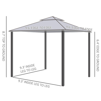 Gazebo patio toit double moustiquaire 2,9m x 2,9m