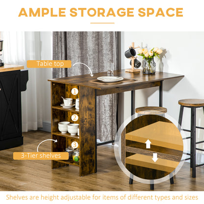 Table de bar extensible avec tablettes de rangement réglables