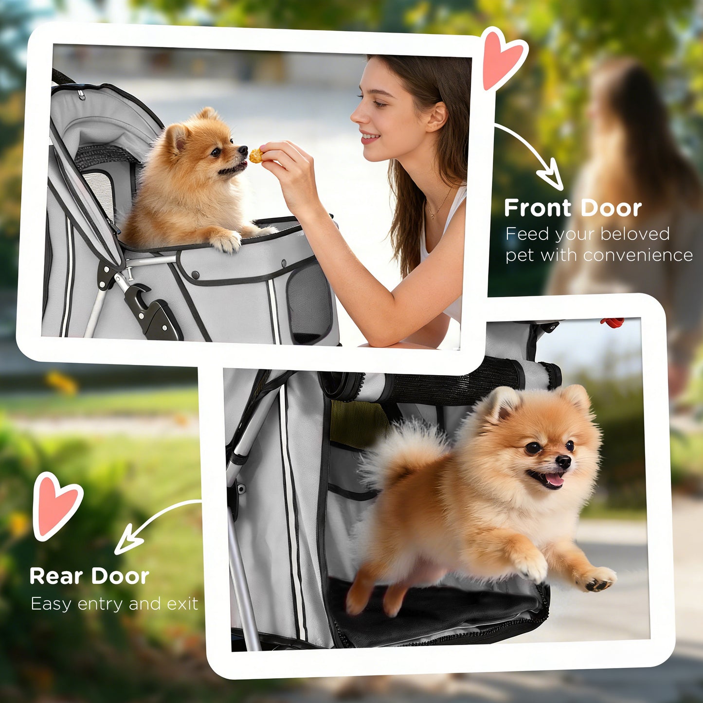 Poussette pour animaux pliable avec roues et freins