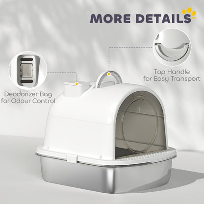 Litière pour chat en acier inoxydable avec scoop