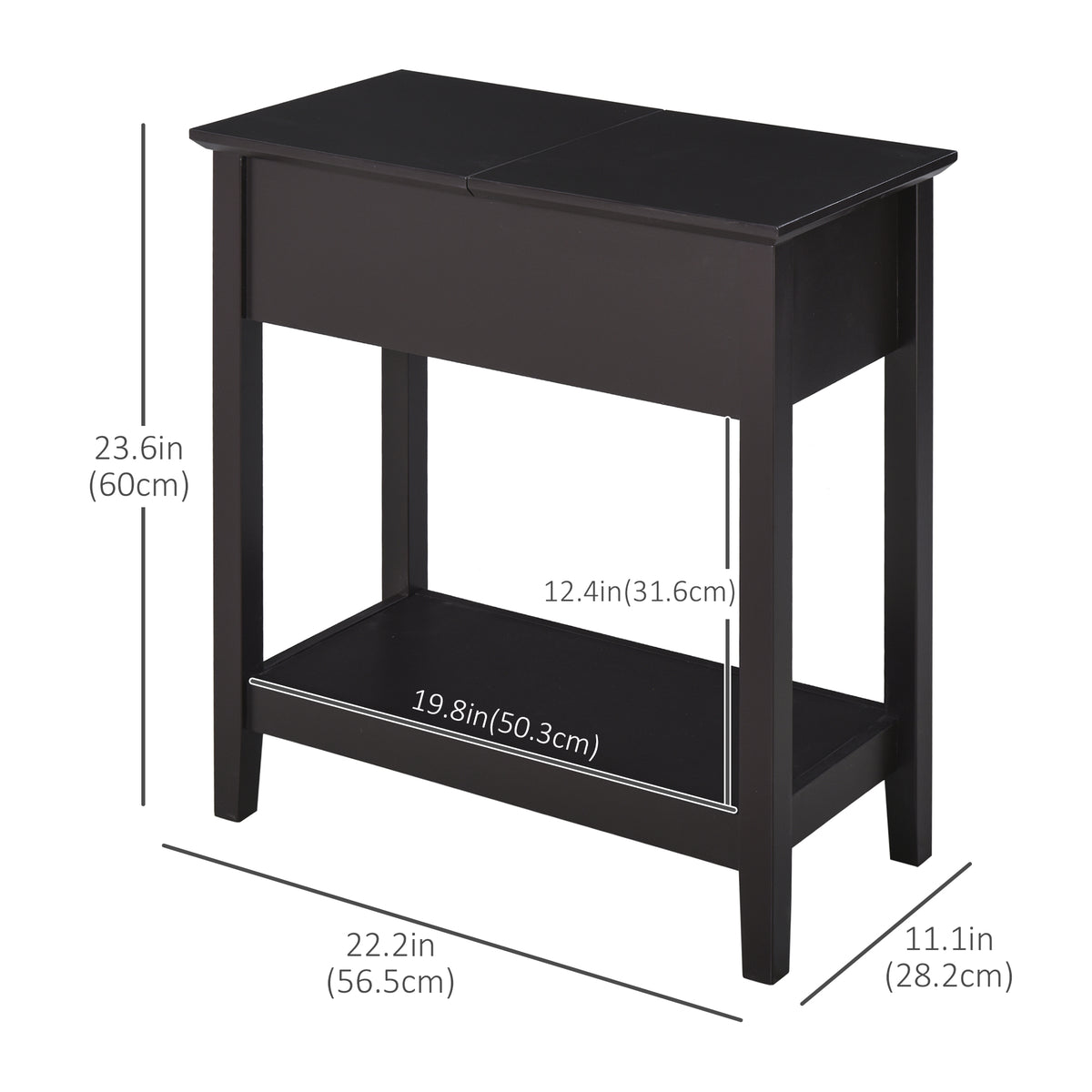Table d'appoint rabattable avec armoire et étagère