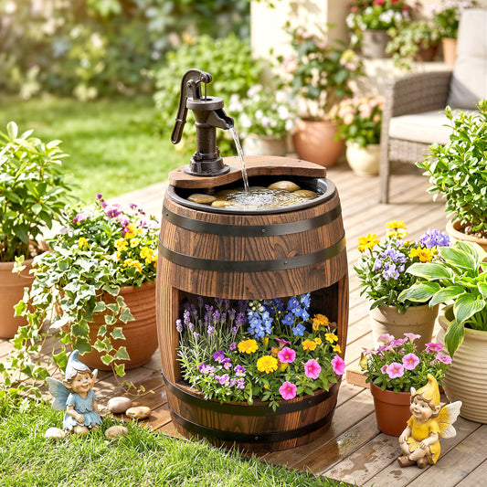 Fontaine de jardin tonneau 2 étages — carbonisée