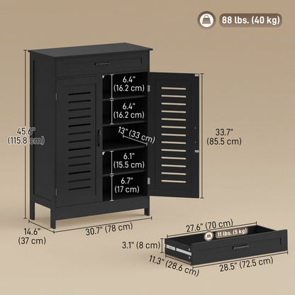 Armoire à chaussures portes persiennées avec tiroir
