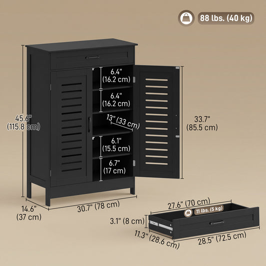 Armoire à chaussures portes persiennées avec tiroir