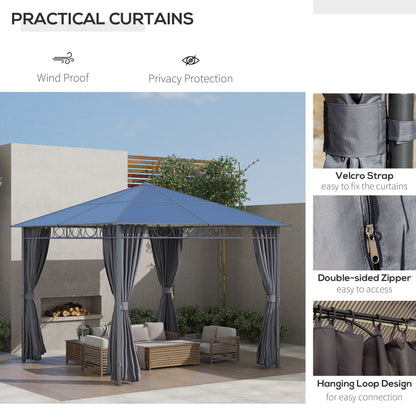 Gazebo patio toit polycarbonate cadre aluminium