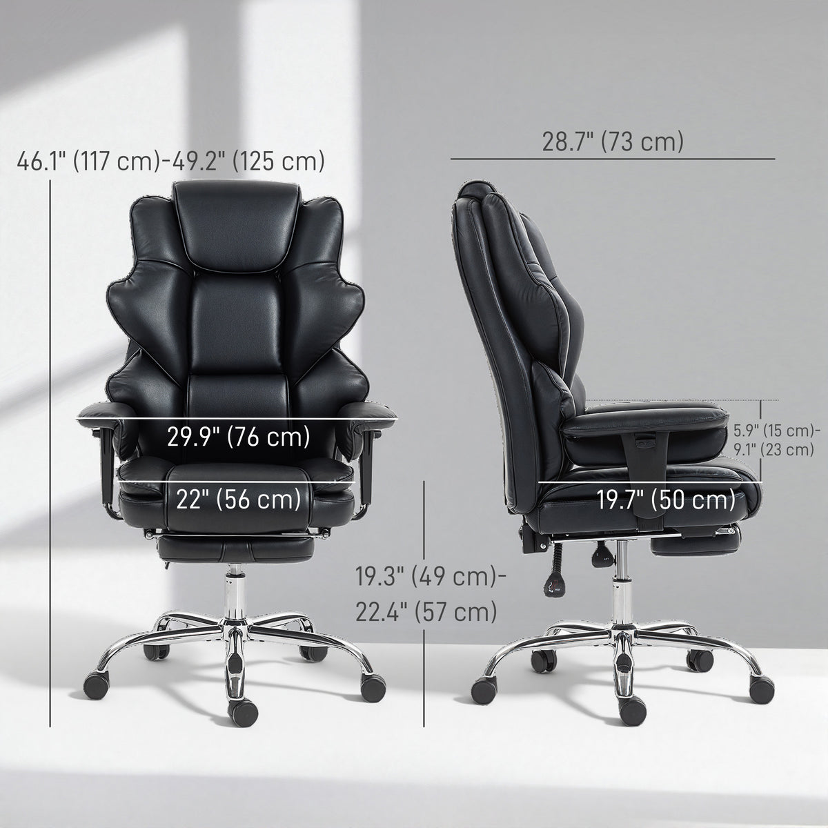 Chaise de bureau ergonomique grand format en cuir PU