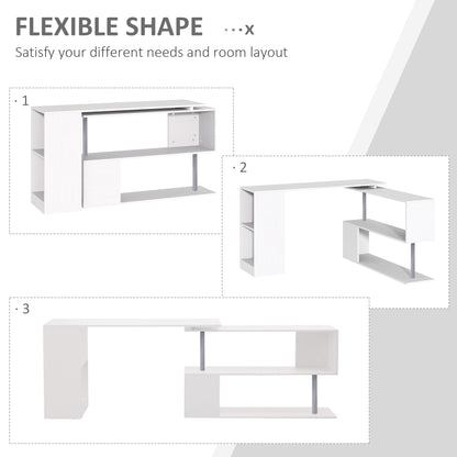 Bureau d'angle rotatif 360° avec étagères 3 niveaux