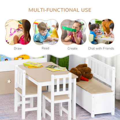 Ensemble table et chaises pour enfants en bois — Lot de 4