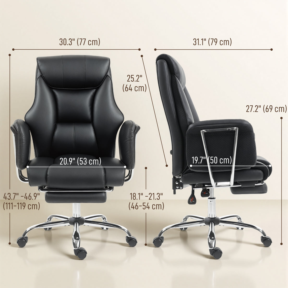 Chaise de bureau ergonomique inclinable avec repose-pieds