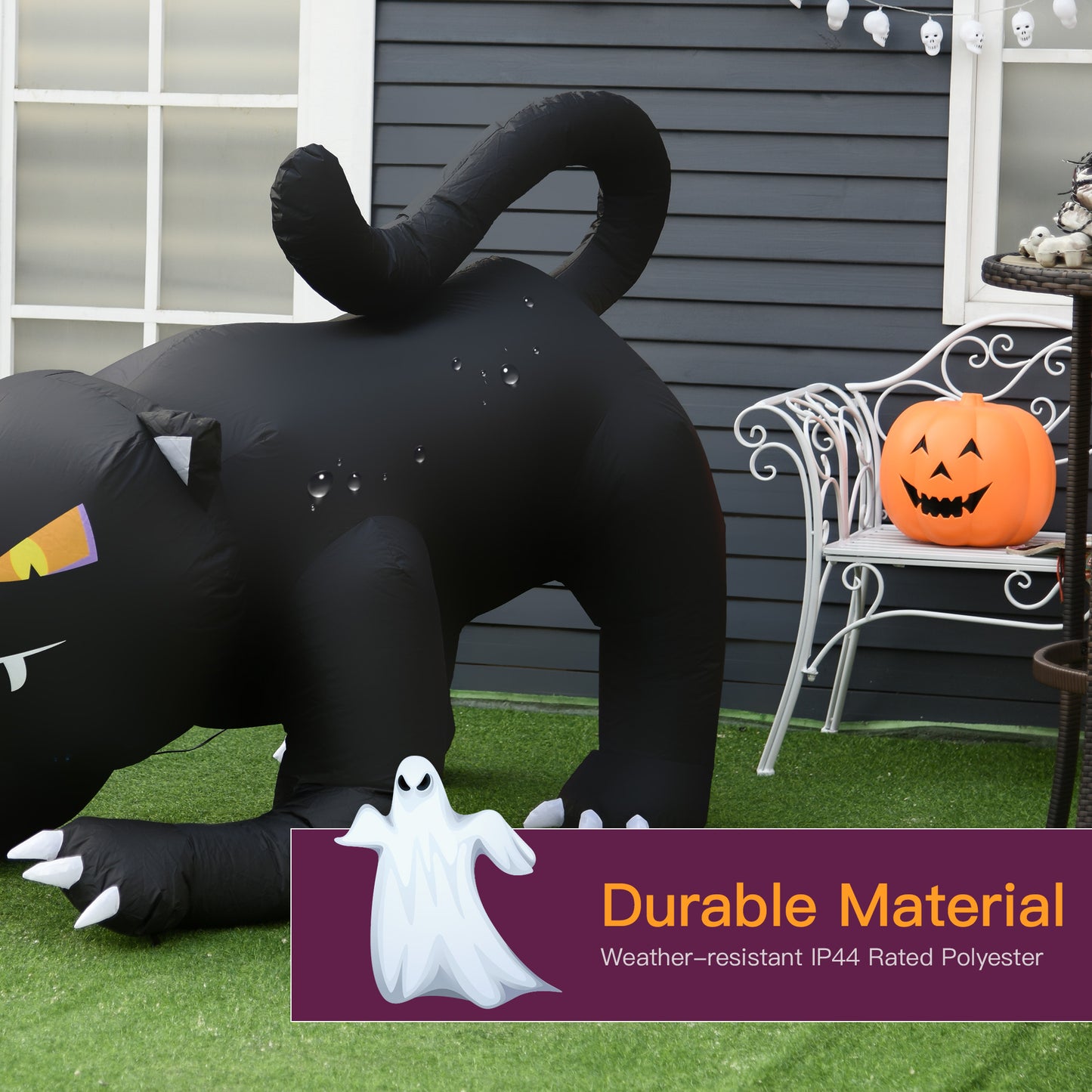 Chat noir gonflable Halloween 6 pi — décoration extérieure