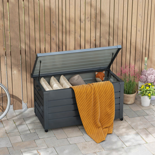 Coffre de rangement de jardin 311 L à roulettes