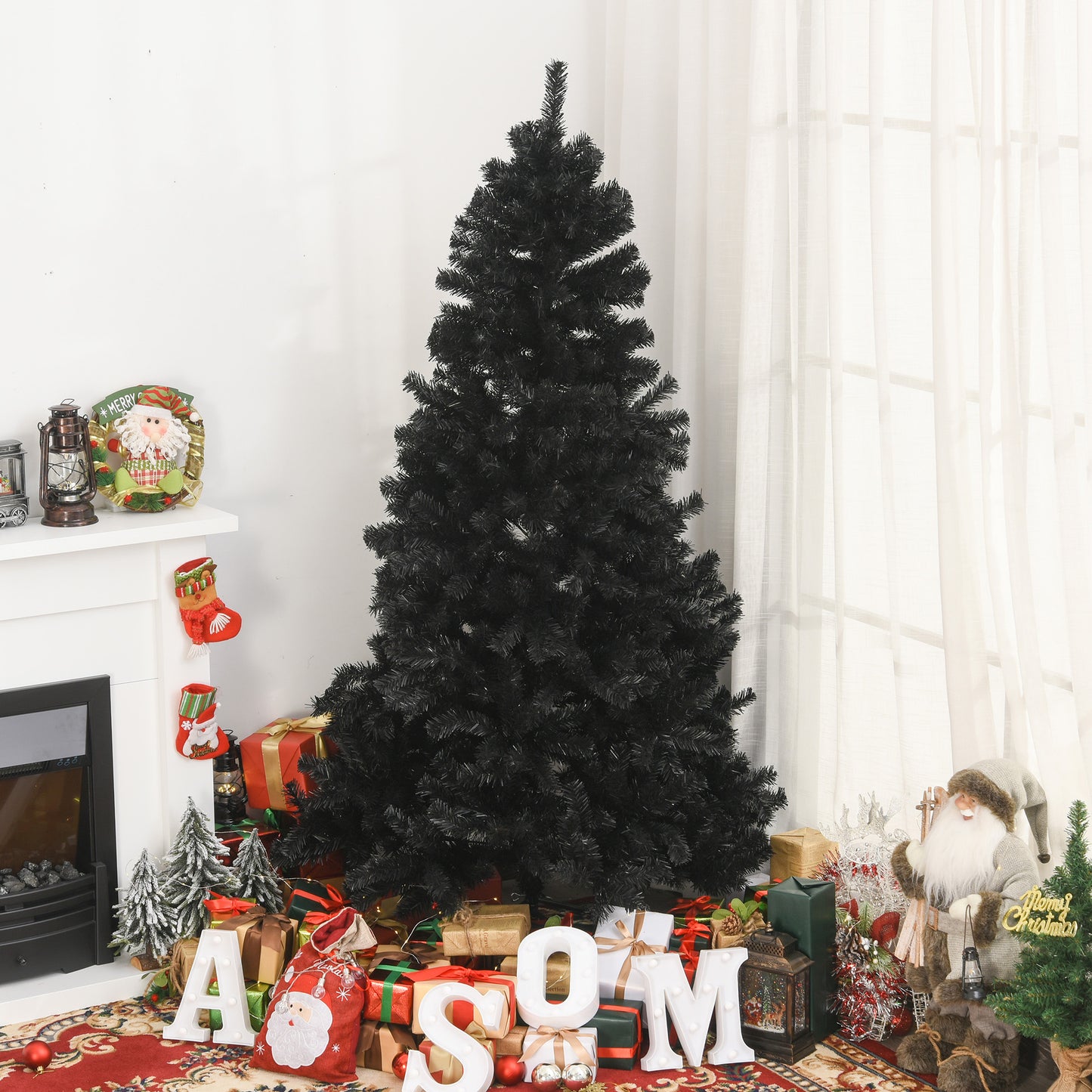 Sapin de Noël artificiel 6 pi Douglas réaliste — noir