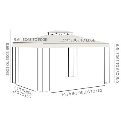 Gazebo extérieur double toit 305 x 396 cm