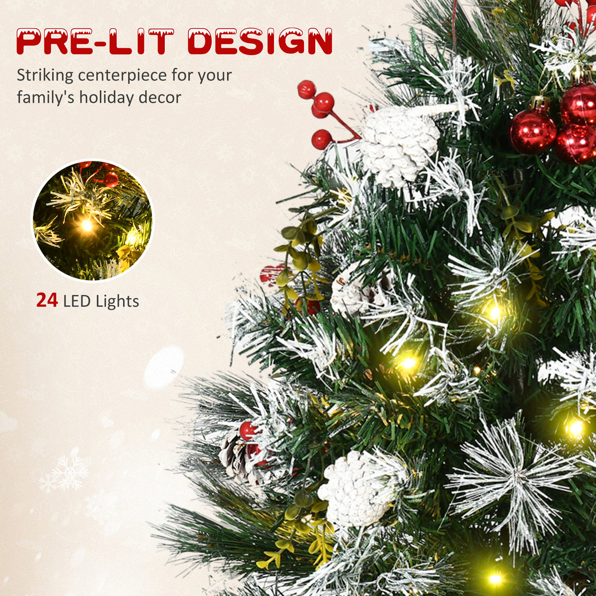 Sapins de Noël artificiels pré-éclairés 60 cm — lot de 2