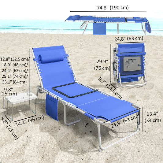 Chaise longue pliante avec trou facial et table latérale
