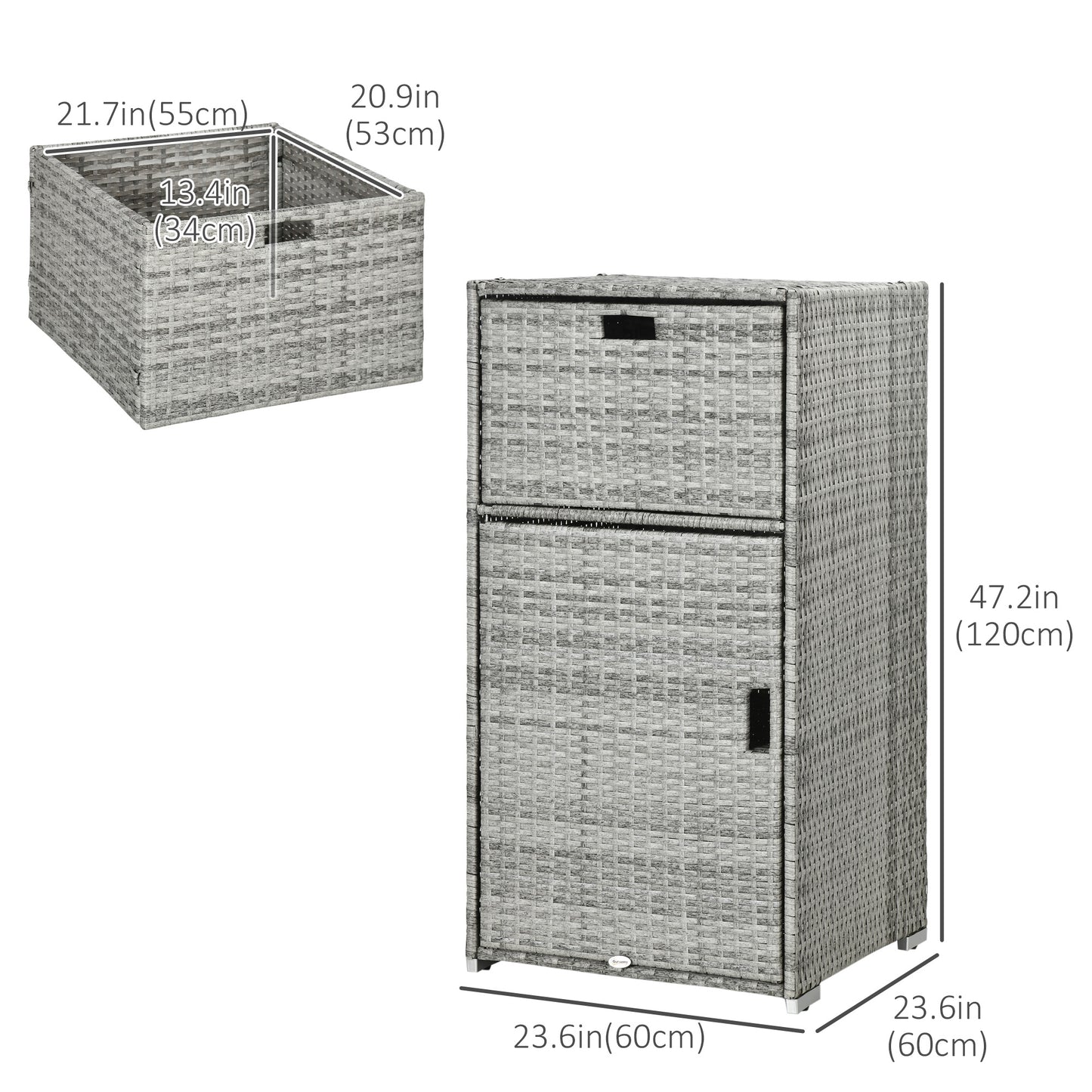 Armoire rangement patio rotin avec tiroir porte-serviettes