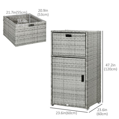 Armoire rangement patio rotin avec tiroir porte-serviettes