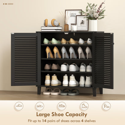 Armoire à chaussures 4 niveaux avec 2 portes