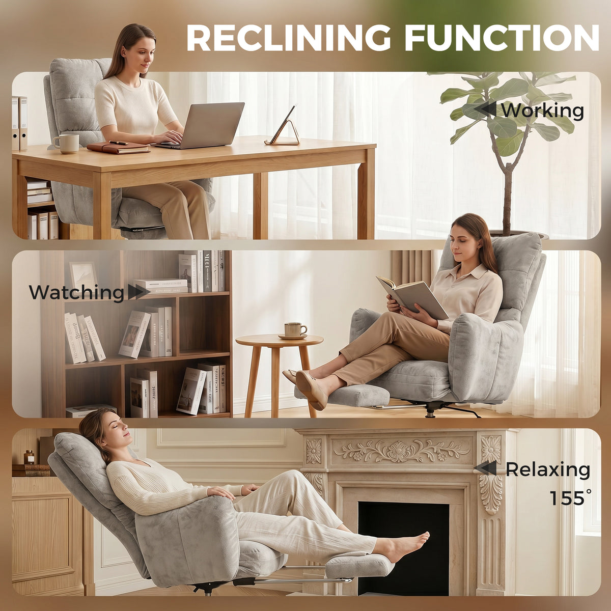 Chaise de bureau ergonomique inclinable avec repose-pieds
