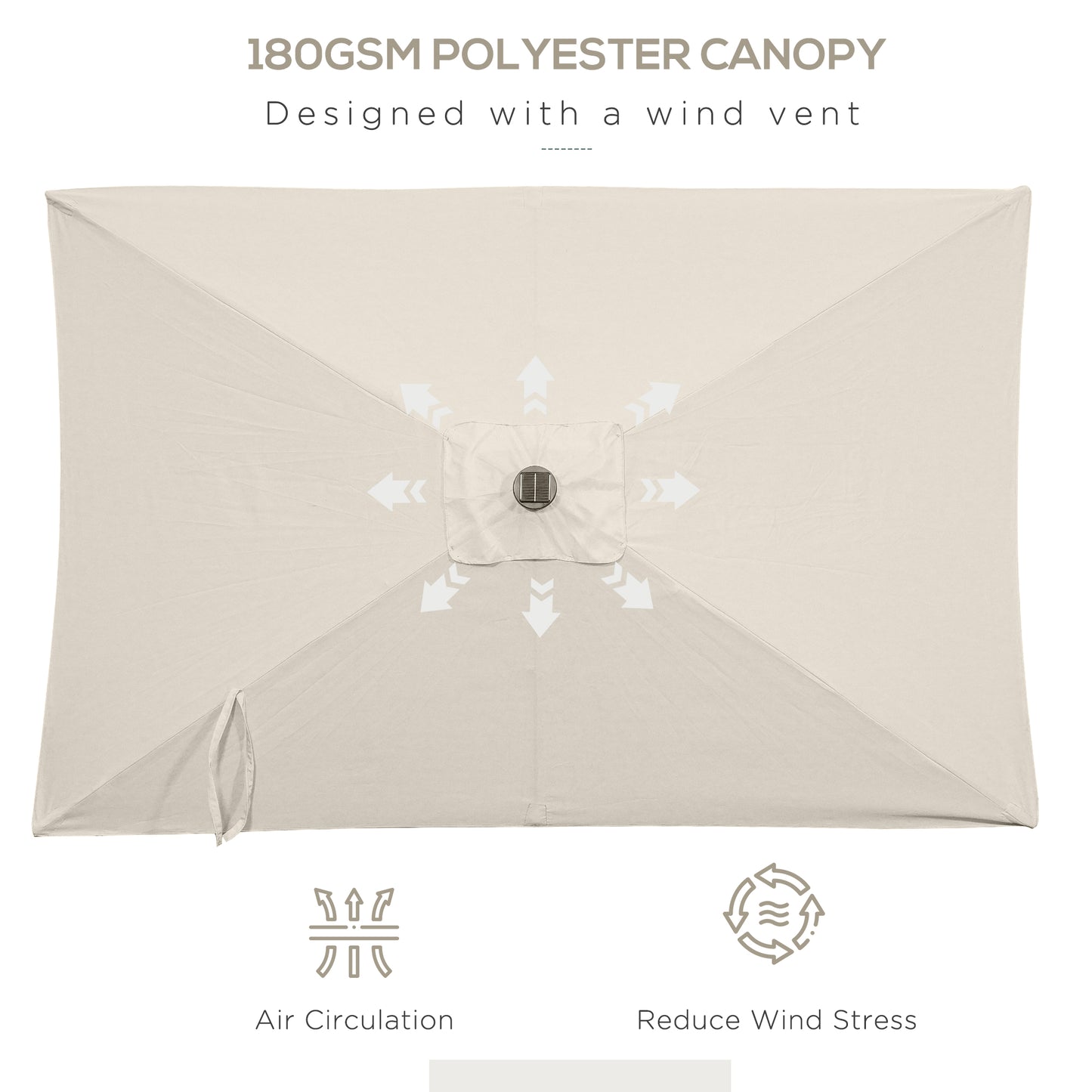 Parasol rectangulaire 6' x 10' avec éclairage LED solaire