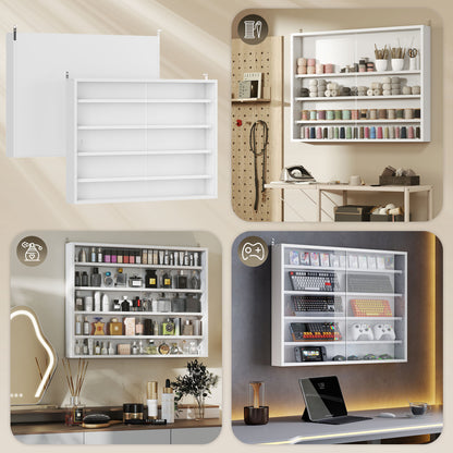 Vitrine murale 5 tablettes avec 2 portes en verre