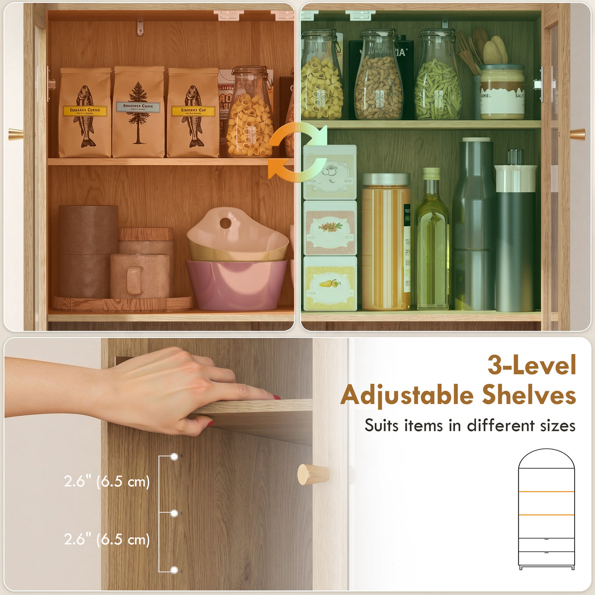 Armoire de cuisine arquée style maison de campagne 180 cm