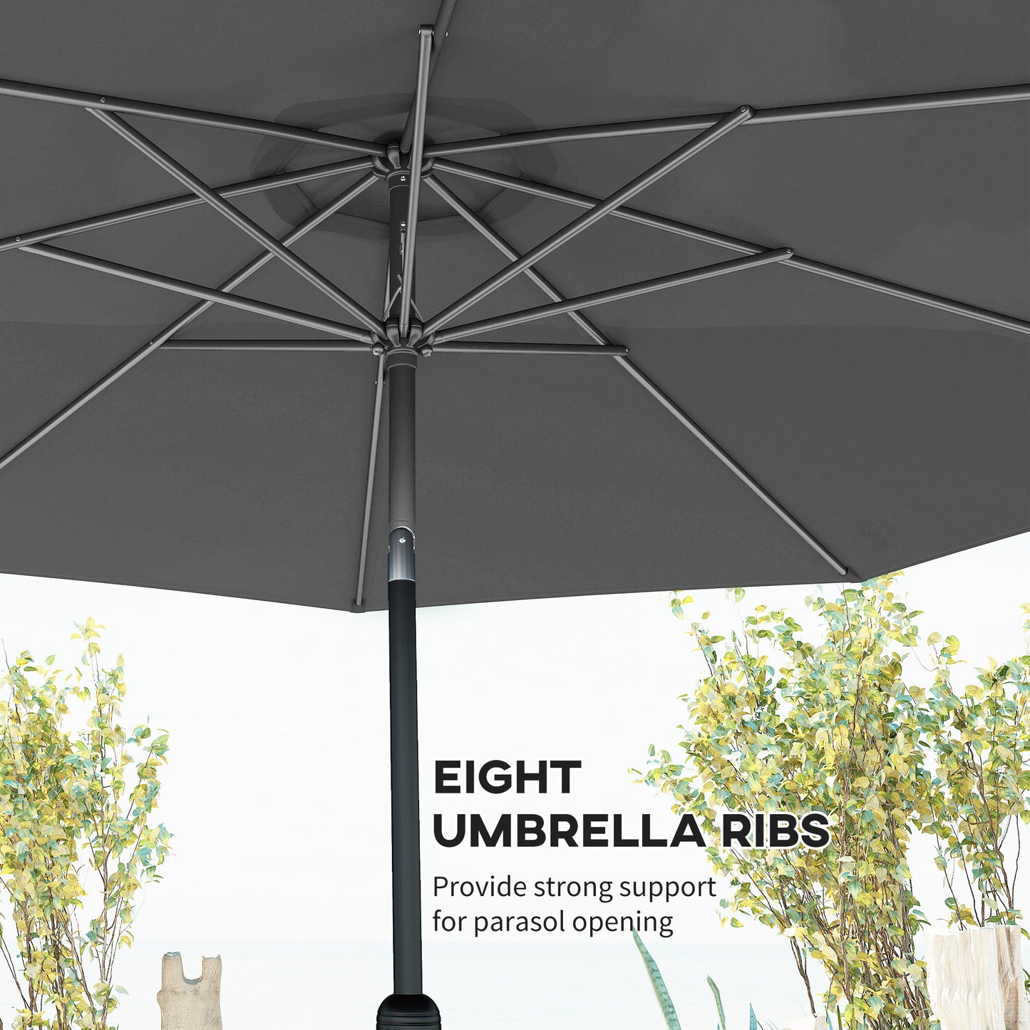 Parasol de patio rond 10 pieds avec manivelle
