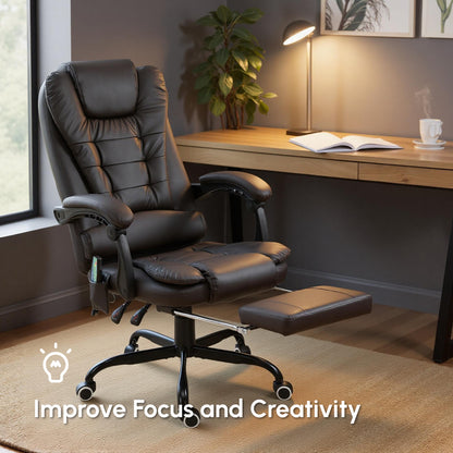 Chaise de bureau massante inclinable avec repose-pieds