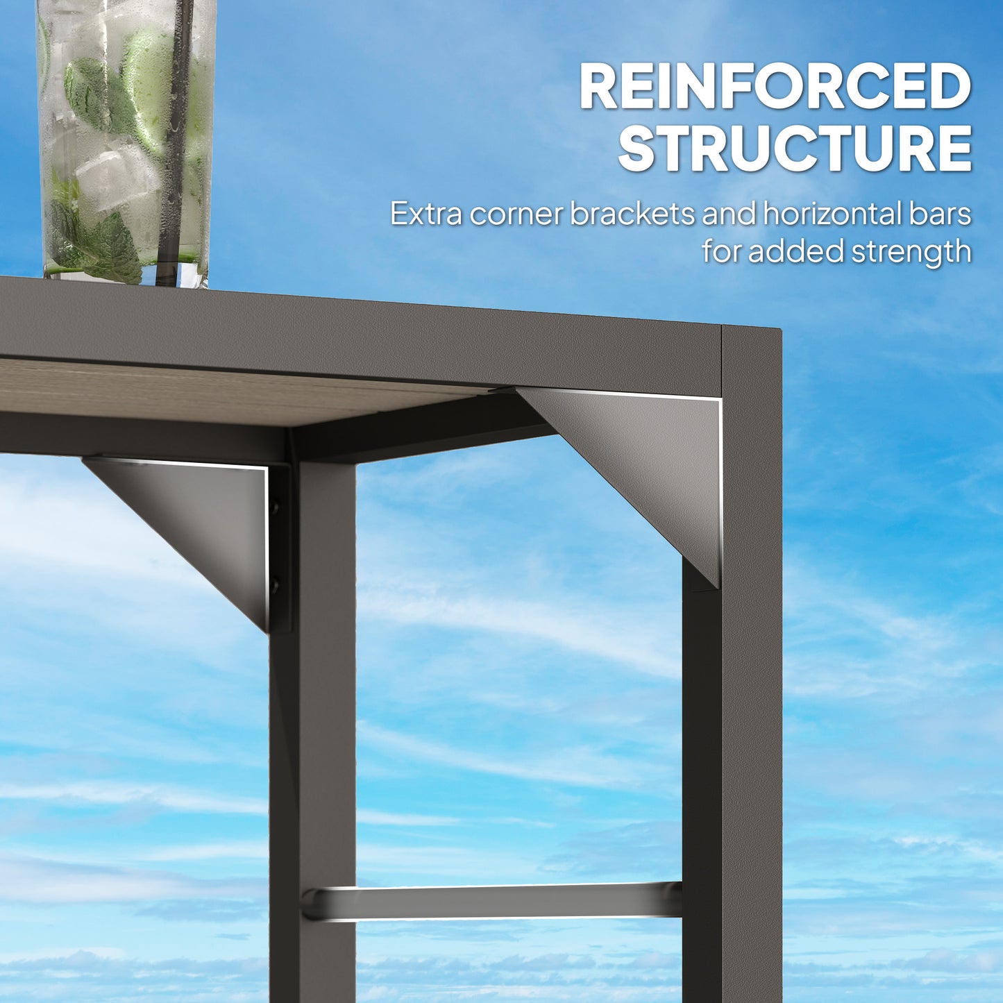 Table haute de patio avec décapsuleur intégré