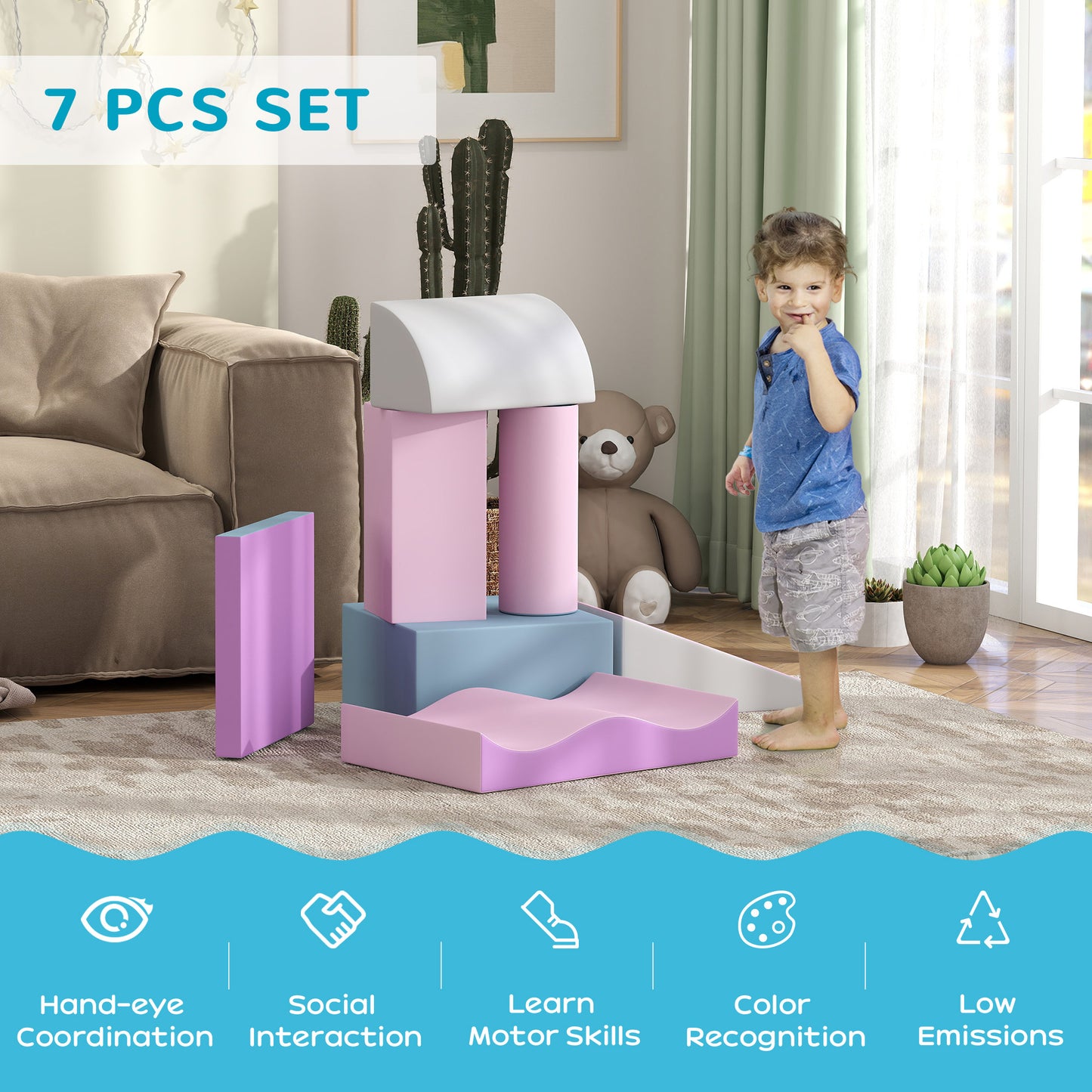 Blocs de jeu en mousse modulaires 7 pièces pour tout-petits