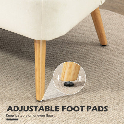 Canapé 2 places moderne tissu lin pieds bois