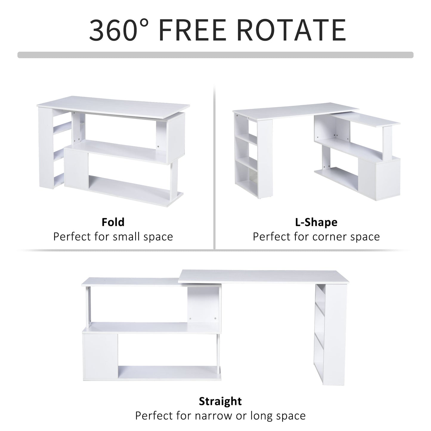 Bureau en L rotatif 360° avec rangement