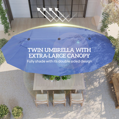 Parasol double face 4,6m avec manivelle acier