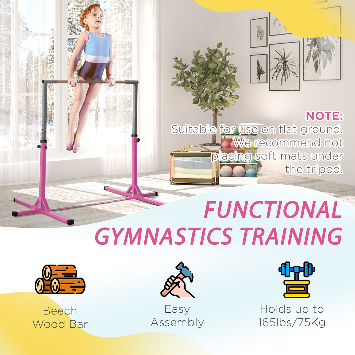 Barre de gymnastique professionnelle réglable pour enfants