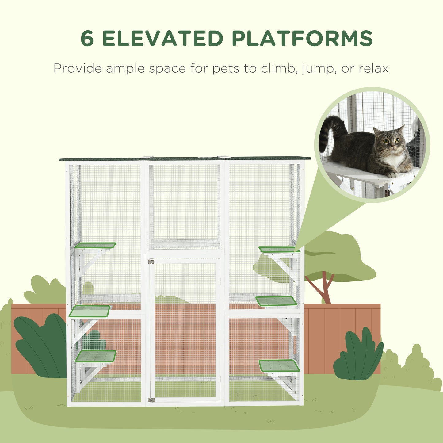 Enclos extérieur pour chats avec 6 plateformes